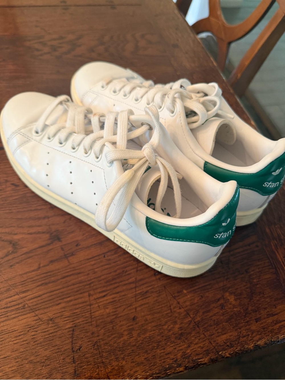 adidas women’s Stan Smith Sneakers with Green Heel Patch